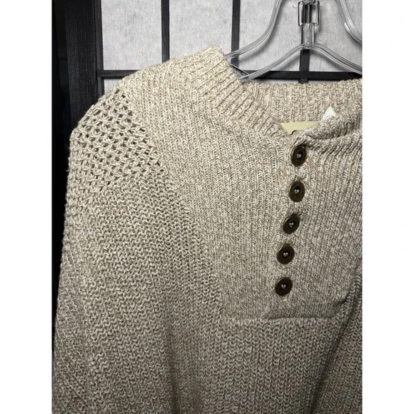 VTG 90s Eddie Bauer Button Knit 100% Cotton Pullover Sweater XXL Made in the USA - Picture 5 of 8